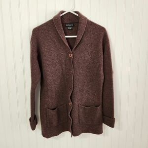 The Limited | Wool Button Front Cardigan Wine Small